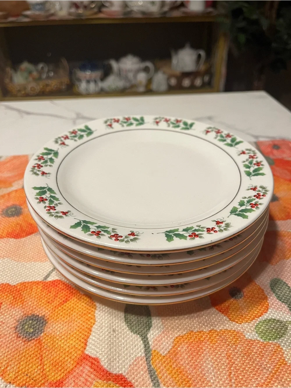 Vintage Gibson Holiday Harmony Dessert Plates
